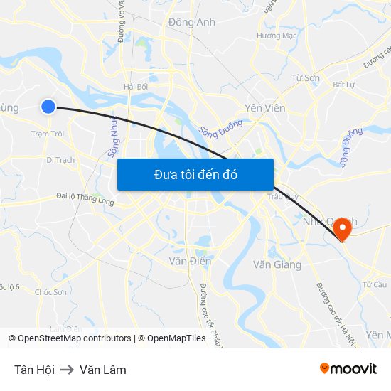 Tân Hội to Văn Lâm map