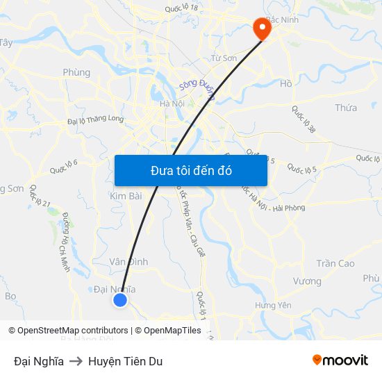 Đại Nghĩa to Huyện Tiên Du map