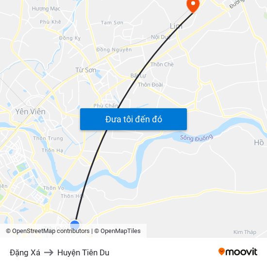 Đặng Xá to Huyện Tiên Du map