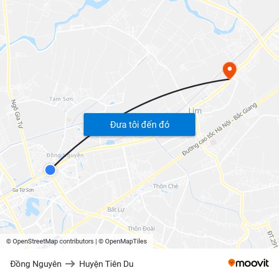 Đồng Nguyên to Huyện Tiên Du map