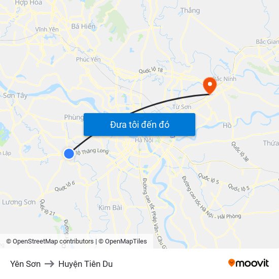 Yên Sơn to Huyện Tiên Du map
