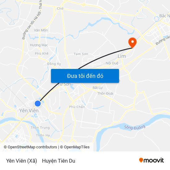 Yên Viên (Xã) to Huyện Tiên Du map