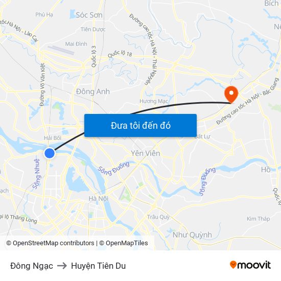 Đông Ngạc to Huyện Tiên Du map