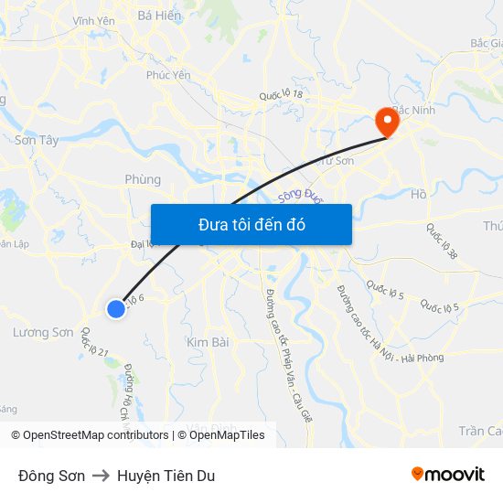 Đông Sơn to Huyện Tiên Du map