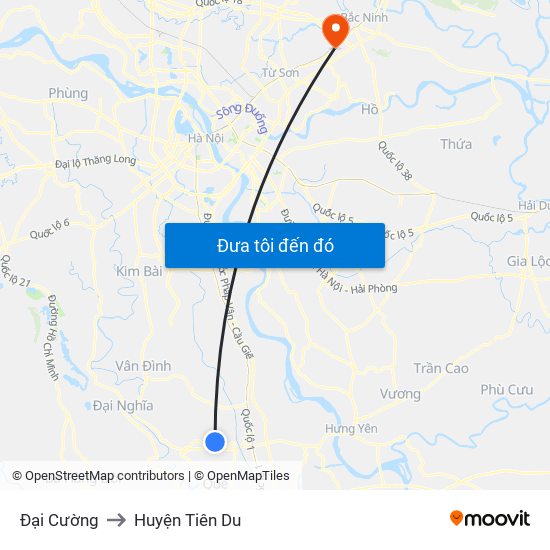 Đại Cường to Huyện Tiên Du map