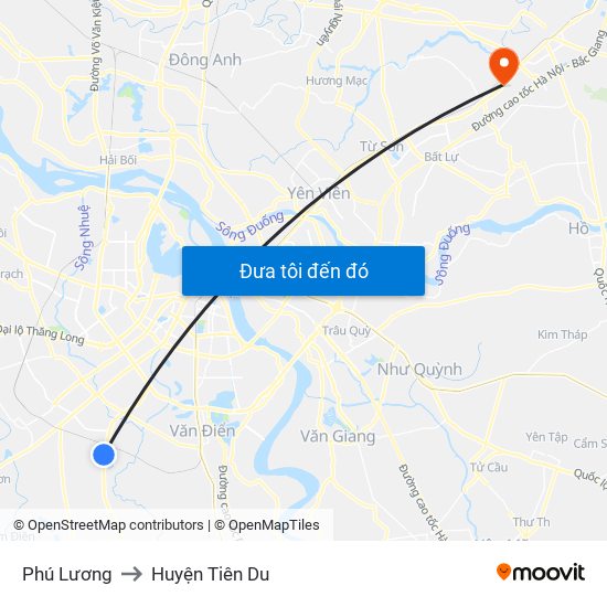 Phú Lương to Huyện Tiên Du map