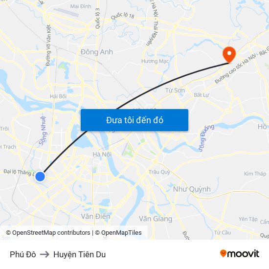 Phú Đô to Huyện Tiên Du map
