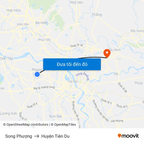 Song Phượng to Huyện Tiên Du map