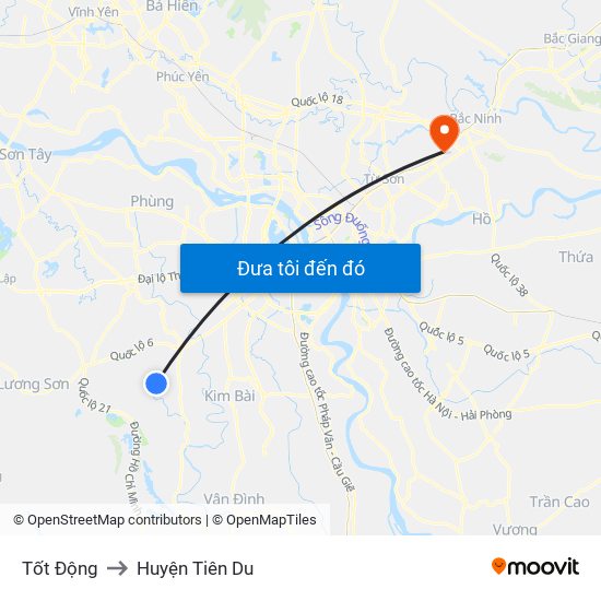 Tốt Động to Huyện Tiên Du map