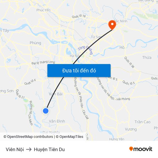 Viên Nội to Huyện Tiên Du map