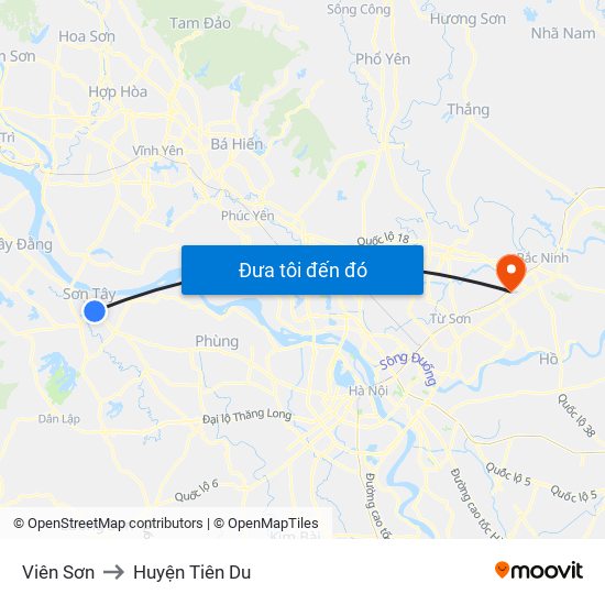 Viên Sơn to Huyện Tiên Du map