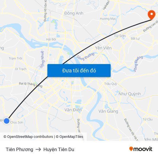 Tiên Phương to Huyện Tiên Du map