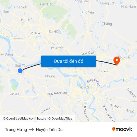 Trung Hưng to Huyện Tiên Du map