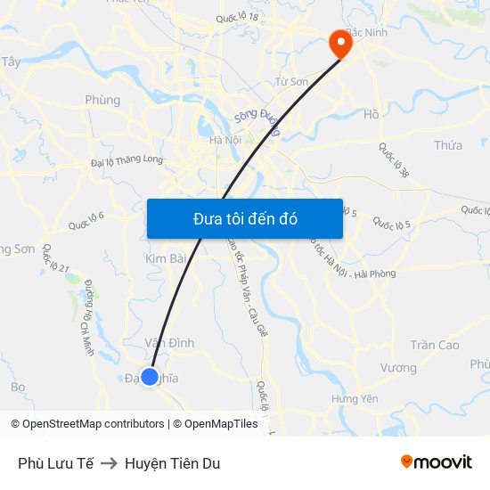 Phù Lưu Tế to Huyện Tiên Du map