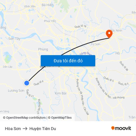 Hòa Sơn to Huyện Tiên Du map