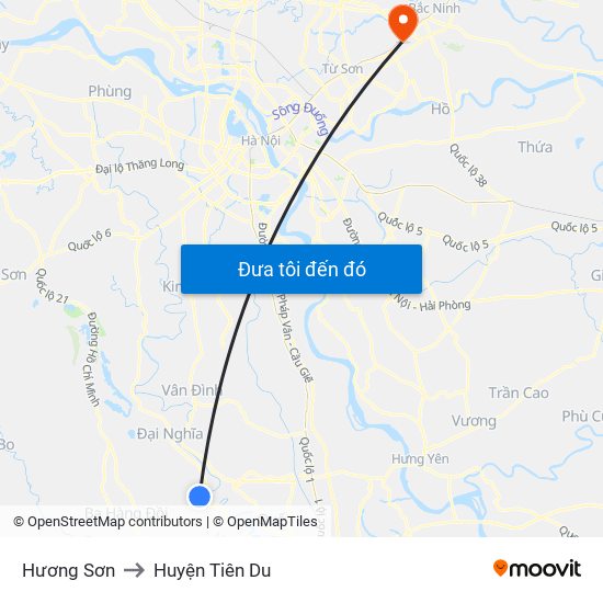 Hương Sơn to Huyện Tiên Du map