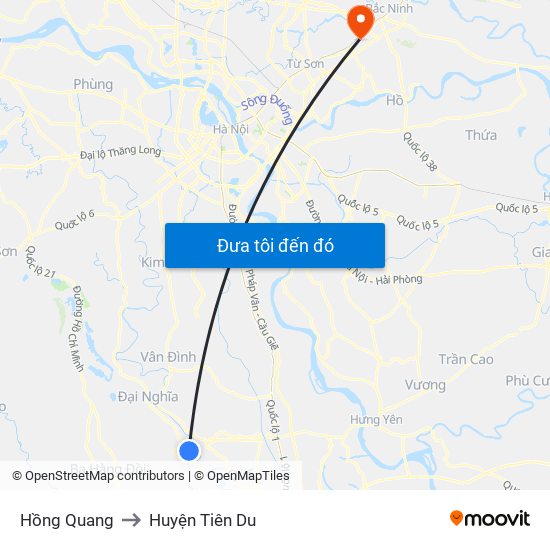 Hồng Quang to Huyện Tiên Du map