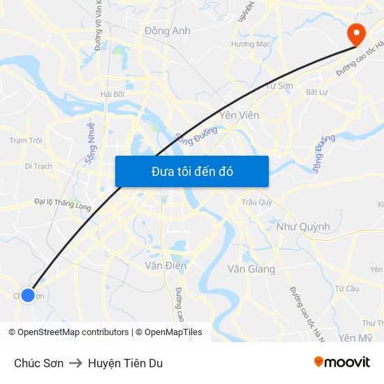 Chúc Sơn to Huyện Tiên Du map