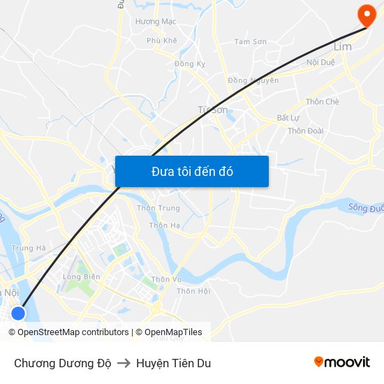 Chương Dương Độ to Huyện Tiên Du map
