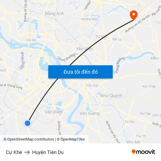 Cự Khê to Huyện Tiên Du map