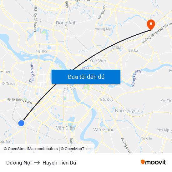 Dương Nội to Huyện Tiên Du map