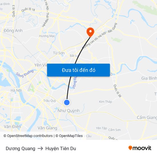 Dương Quang to Huyện Tiên Du map