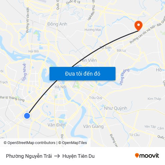 Phường Nguyễn Trãi to Huyện Tiên Du map