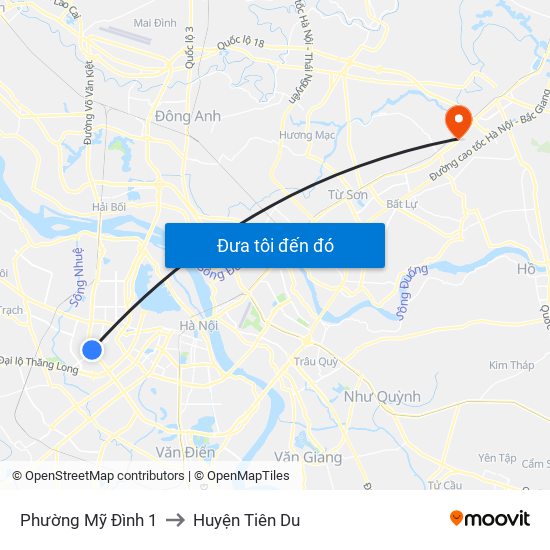 Phường Mỹ Đình 1 to Huyện Tiên Du map
