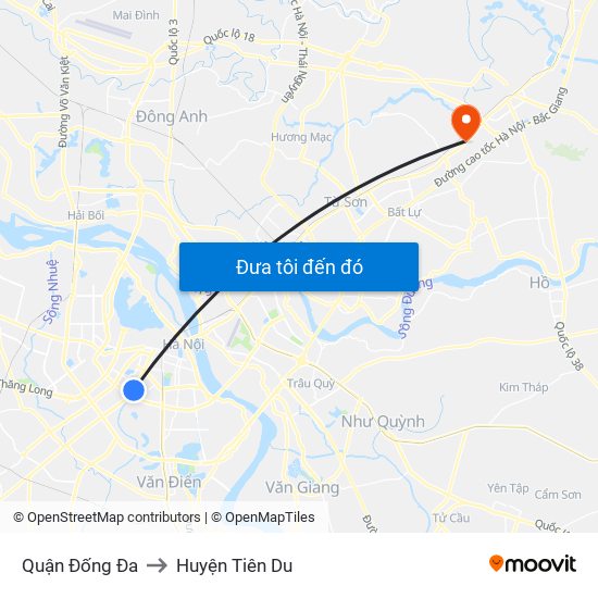 Quận Đống Đa to Huyện Tiên Du map