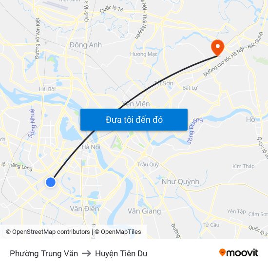 Phường Trung Văn to Huyện Tiên Du map