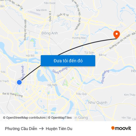Phường Cầu Diễn to Huyện Tiên Du map