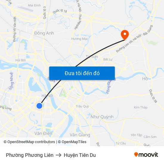 Phường Phương Liên to Huyện Tiên Du map