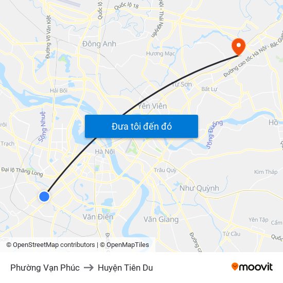 Phường Vạn Phúc to Huyện Tiên Du map