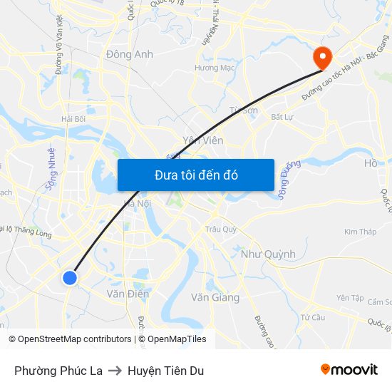 Phường Phúc La to Huyện Tiên Du map