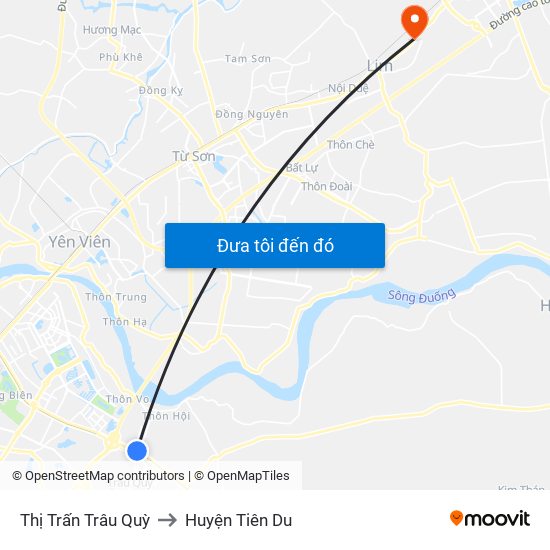 Thị Trấn Trâu Quỳ to Huyện Tiên Du map