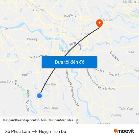 Xã Phúc Lâm to Huyện Tiên Du map