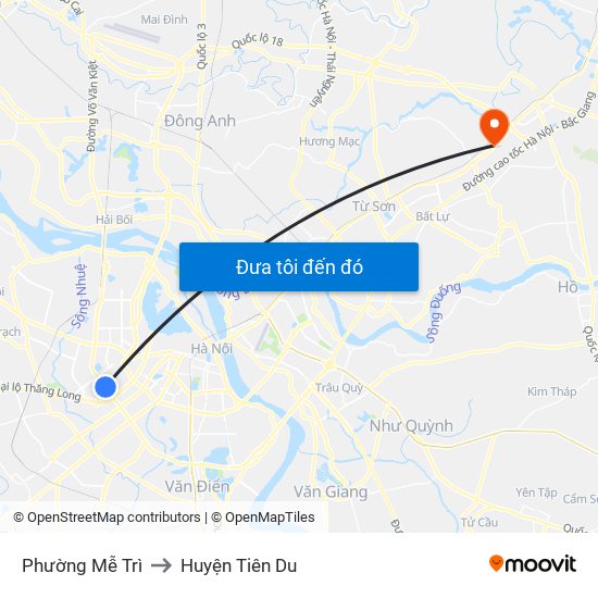 Phường Mễ Trì to Huyện Tiên Du map
