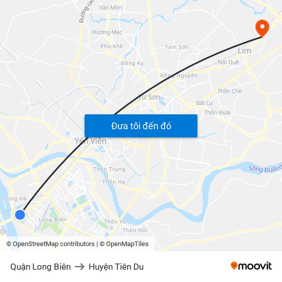 Quận Long Biên to Huyện Tiên Du map