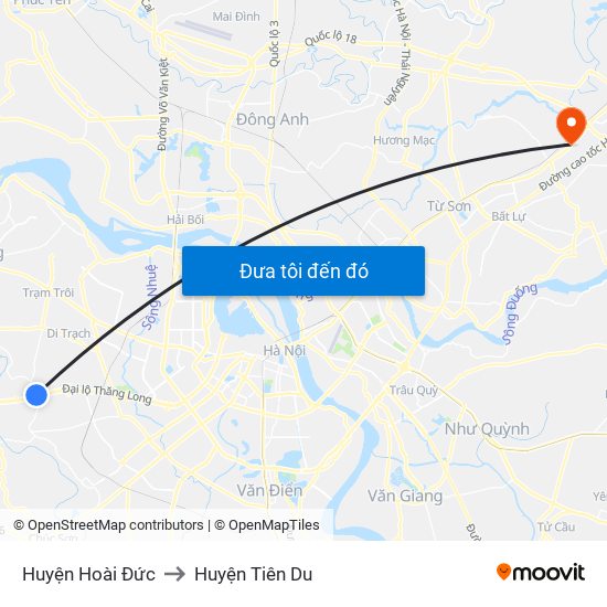 Huyện Hoài Đức to Huyện Tiên Du map