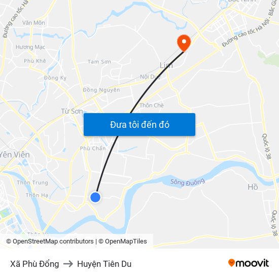 Xã Phù Đổng to Huyện Tiên Du map