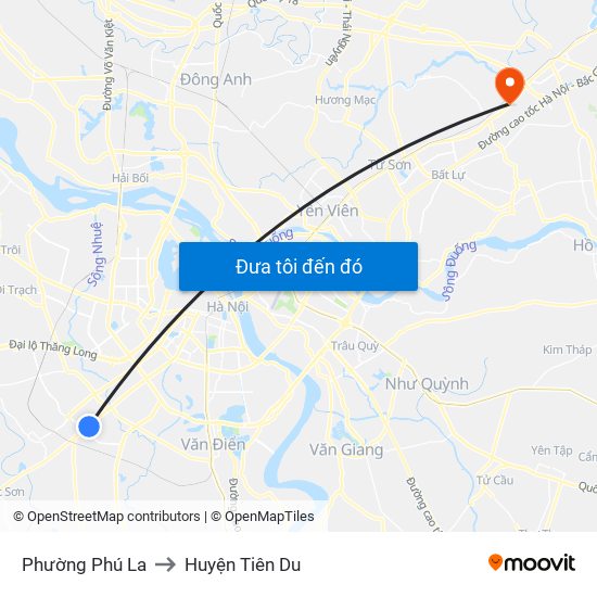 Phường Phú La to Huyện Tiên Du map