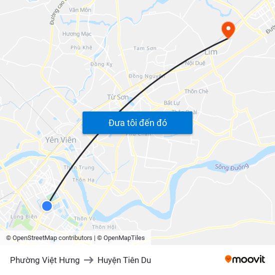 Phường Việt Hưng to Huyện Tiên Du map