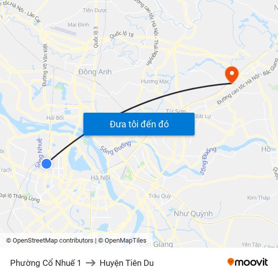 Phường Cổ Nhuế 1 to Huyện Tiên Du map