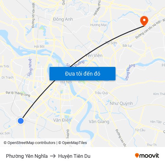 Phường Yên Nghĩa to Huyện Tiên Du map
