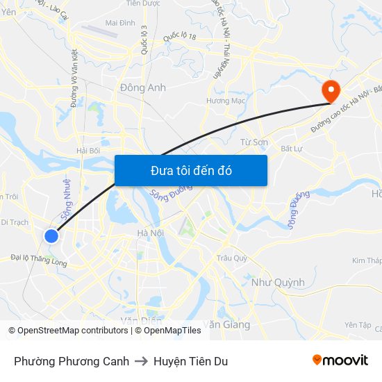 Phường Phương Canh to Huyện Tiên Du map