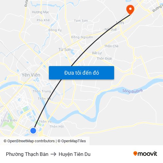 Phường Thạch Bàn to Huyện Tiên Du map