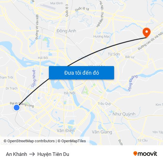 An Khánh to Huyện Tiên Du map
