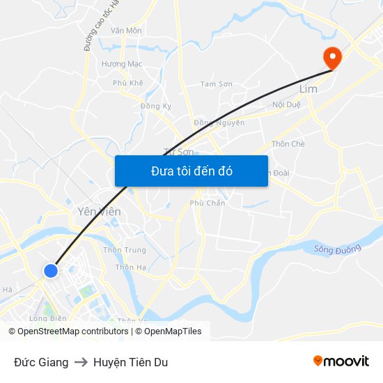 Đức Giang to Huyện Tiên Du map