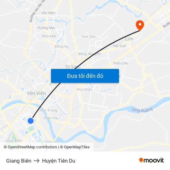 Giang Biên to Huyện Tiên Du map
