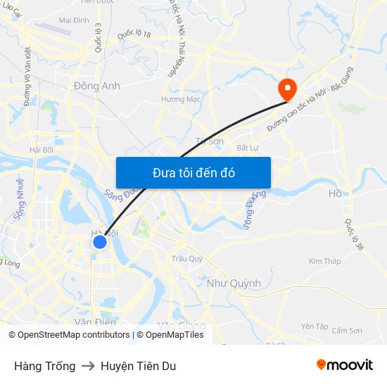 Hàng Trống to Huyện Tiên Du map